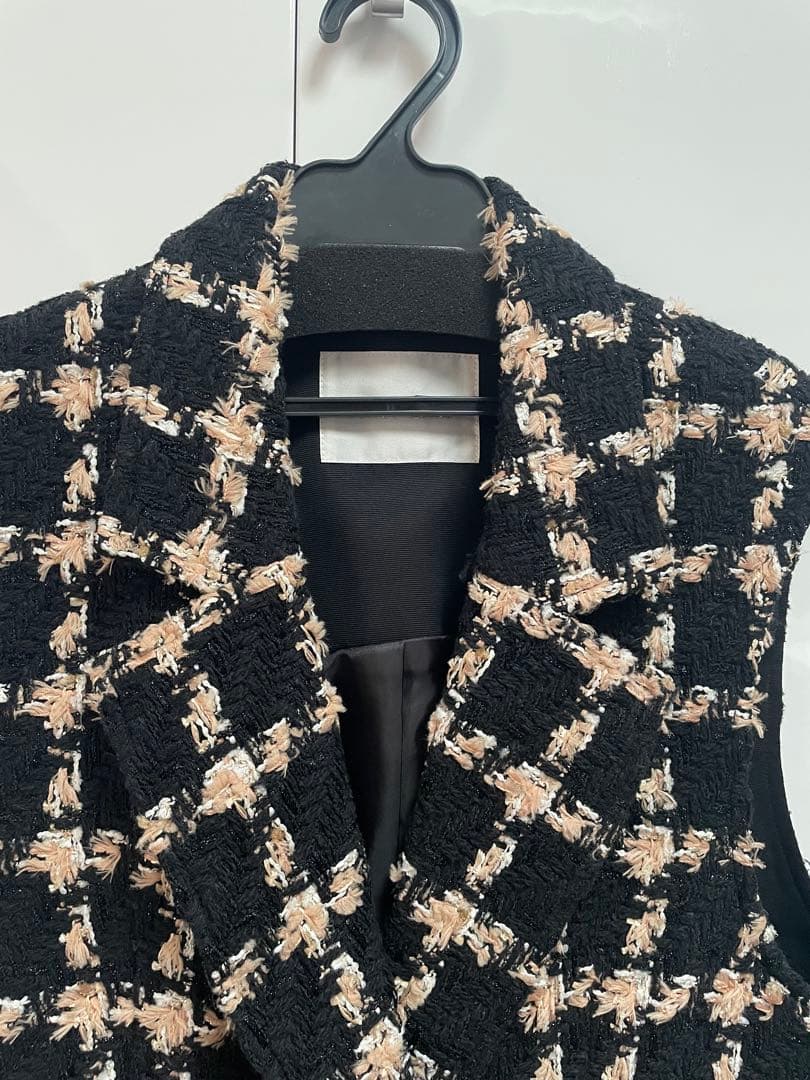 グレースクラス　フェザーチェックツイードジレ