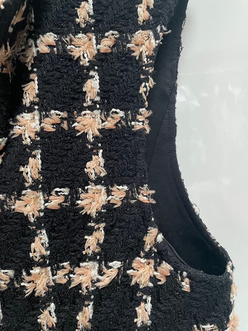 グレースクラス　フェザーチェックツイードジレ