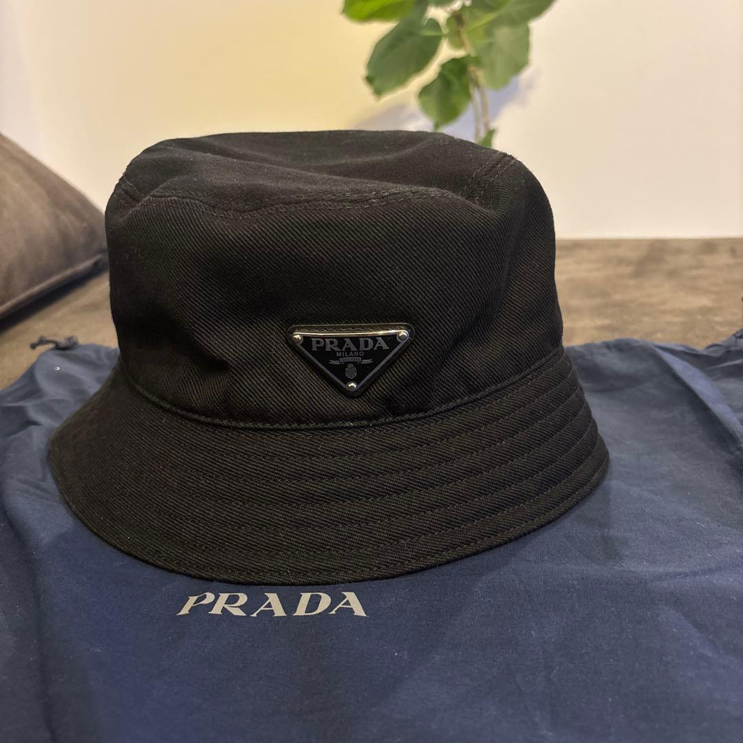 PRADA ブラック バケットハット XL コットンタイプ