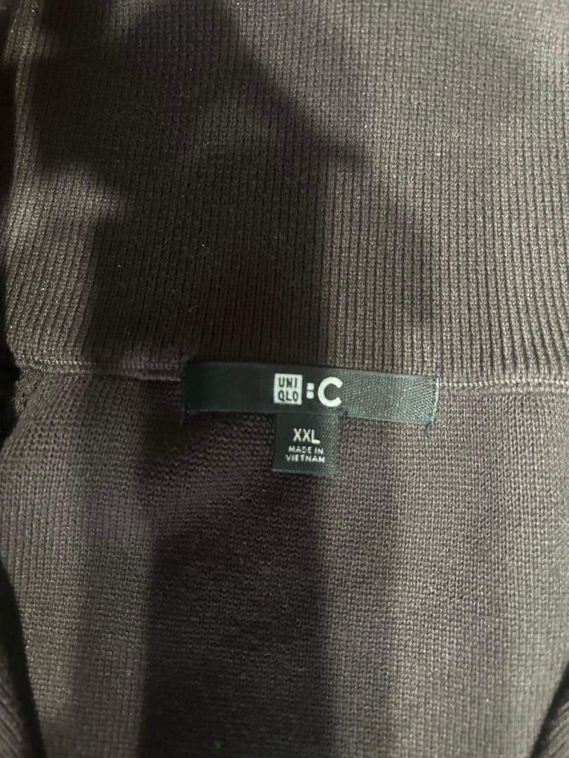 ユニクロC ミラノリブフルジップカーディガン　ダークブラウン　XXL