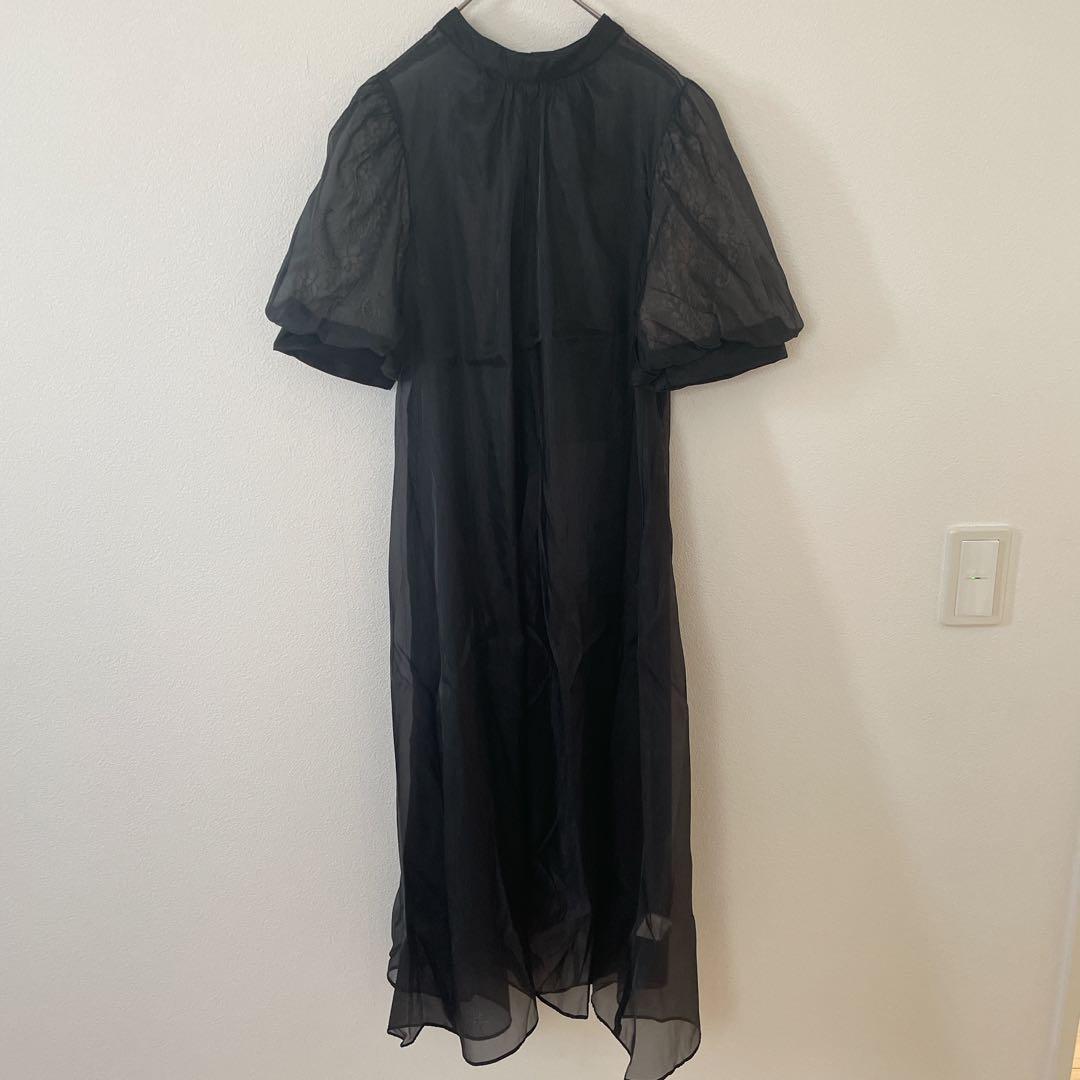 kana カナ Aライン　シアー　バックリボン　ワンピース　お呼ばれ　結婚式　S