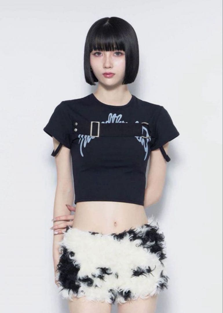 トップス theredthread S logo belt tops black