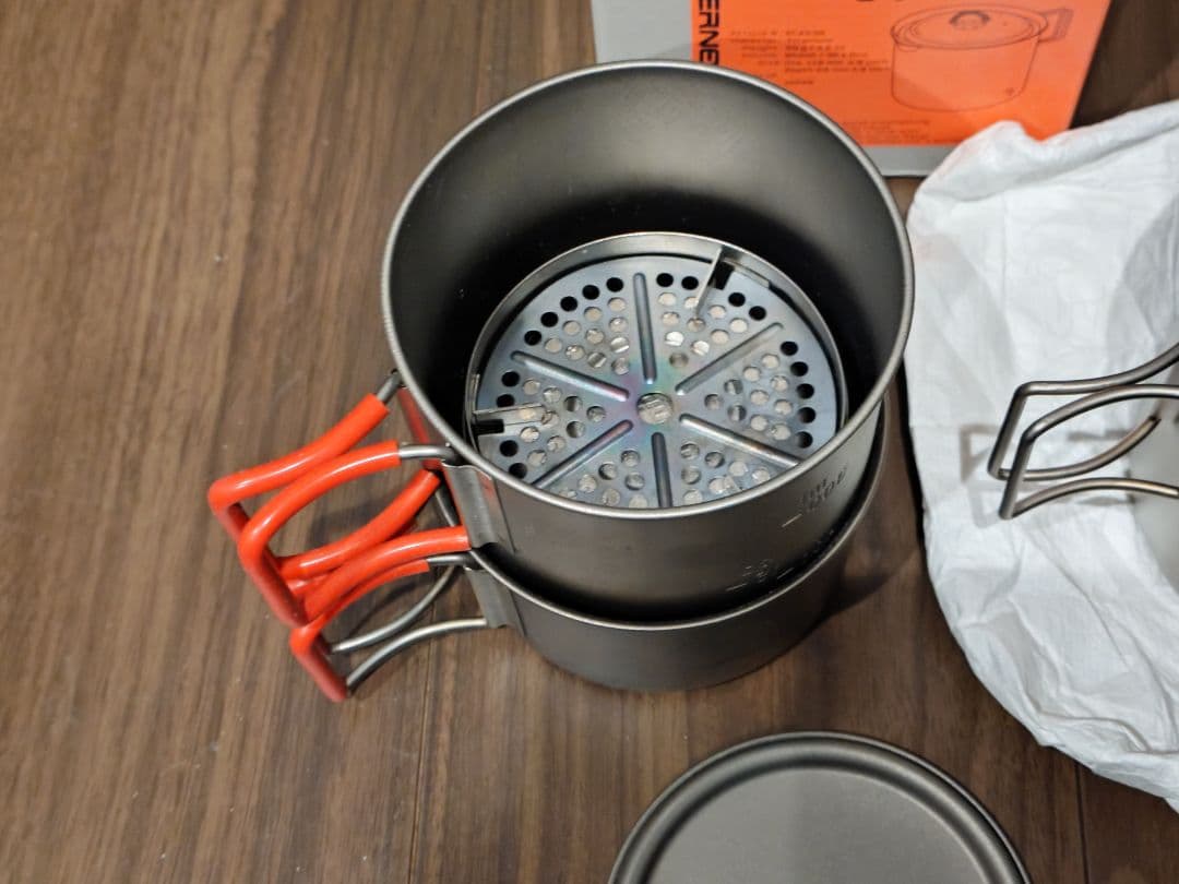 エバニューチタンカップ760と400、チタンポット900、アルストセット