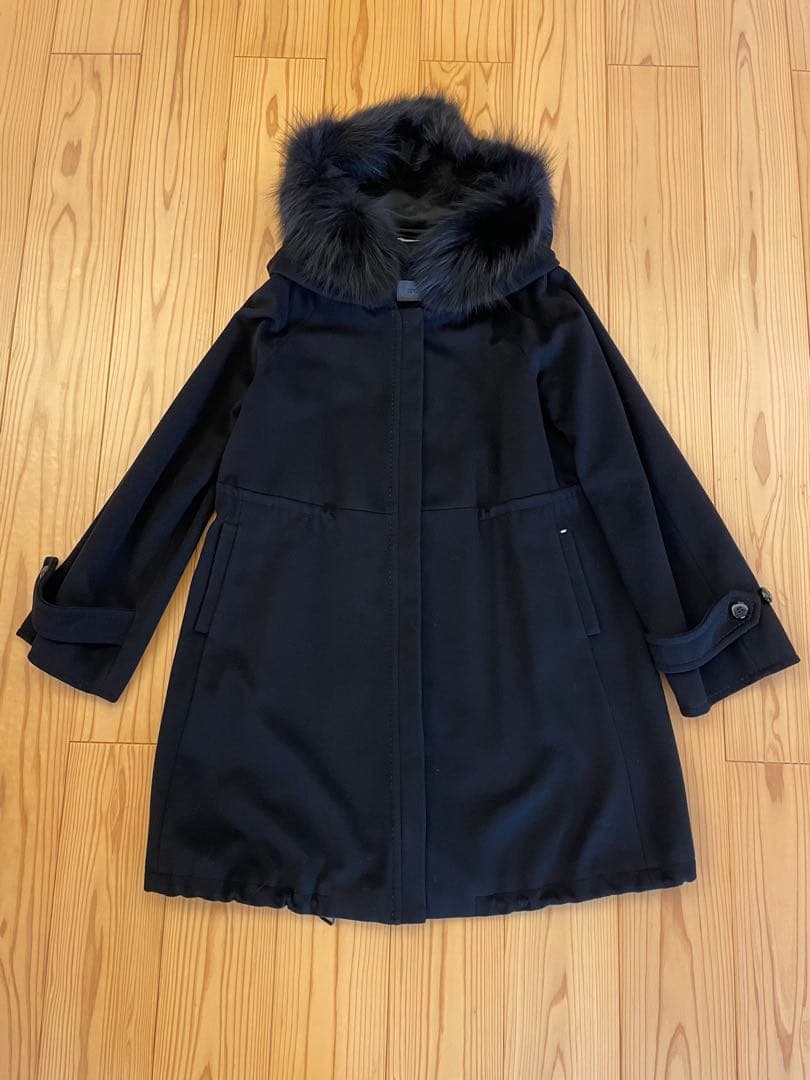 SPORTMAX フォックスファー付きブラックコート
