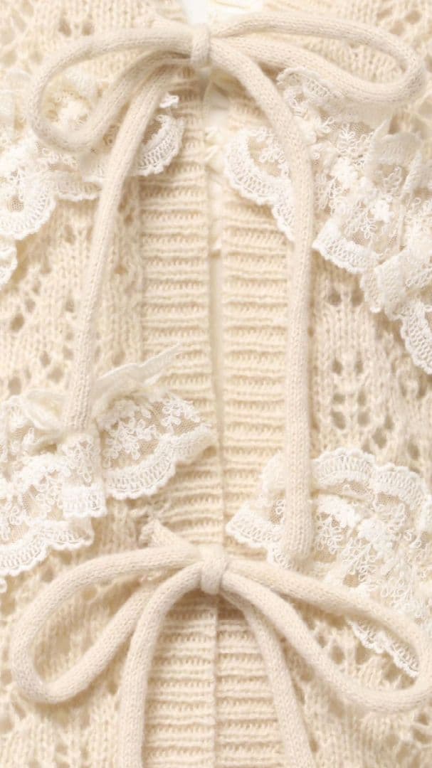 【maki】merry jenny　透かし編みフリルニットカーディガン