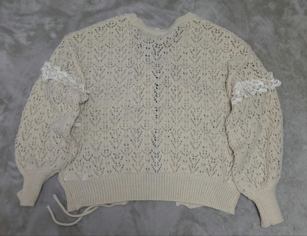 【maki】merry jenny　透かし編みフリルニットカーディガン