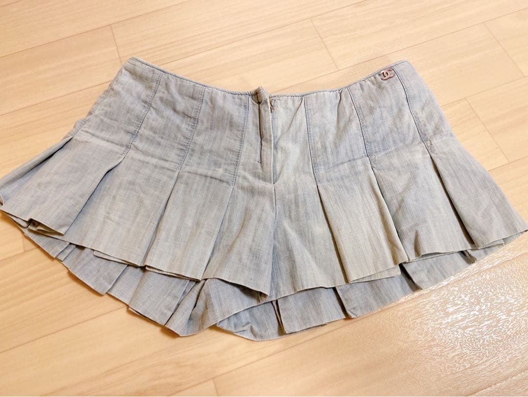シャネル CHANEL ショートパンツ キュロット 水色 サイズ34 スカート