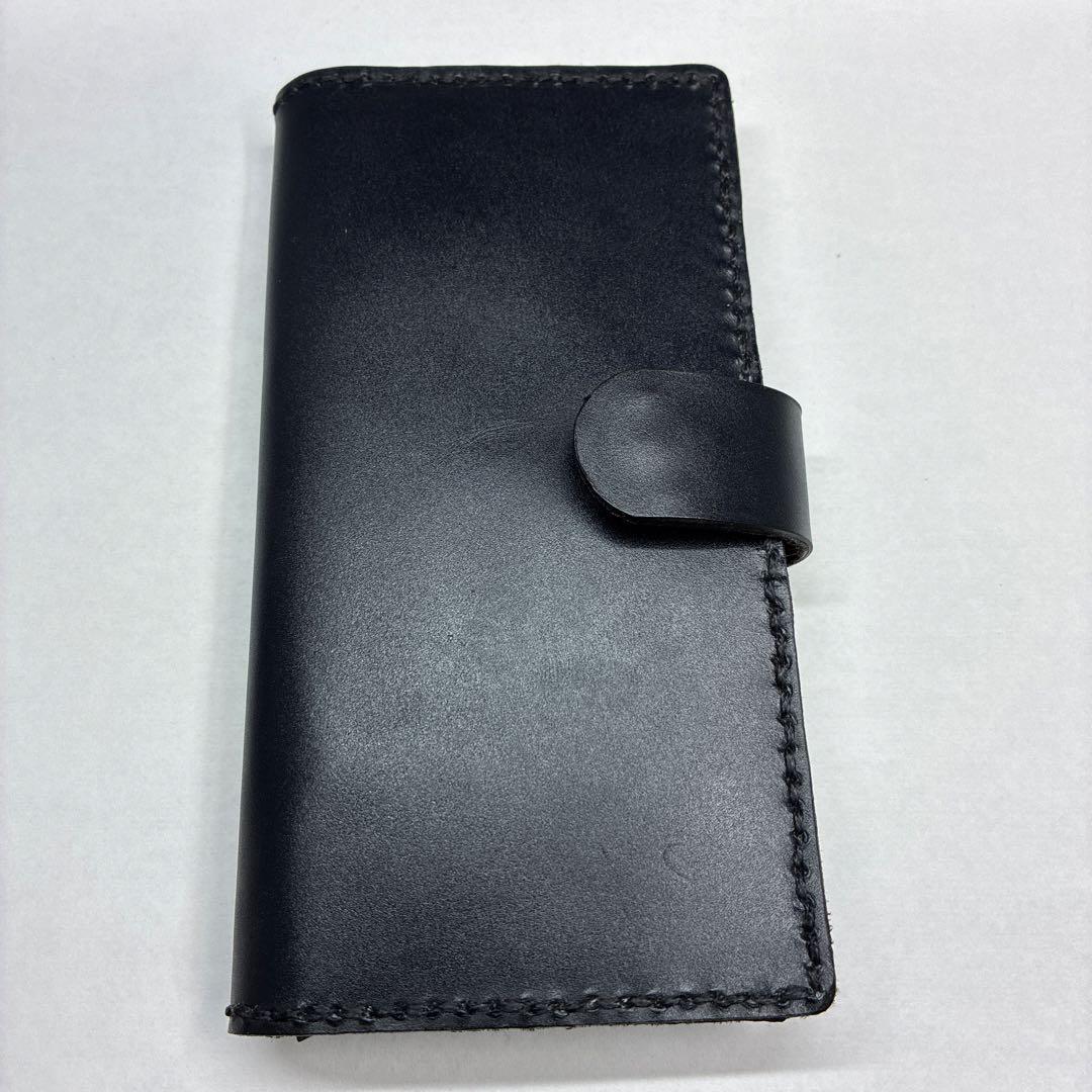 レザー手帳型ケース 黒　本革手縫　iPhone 16e