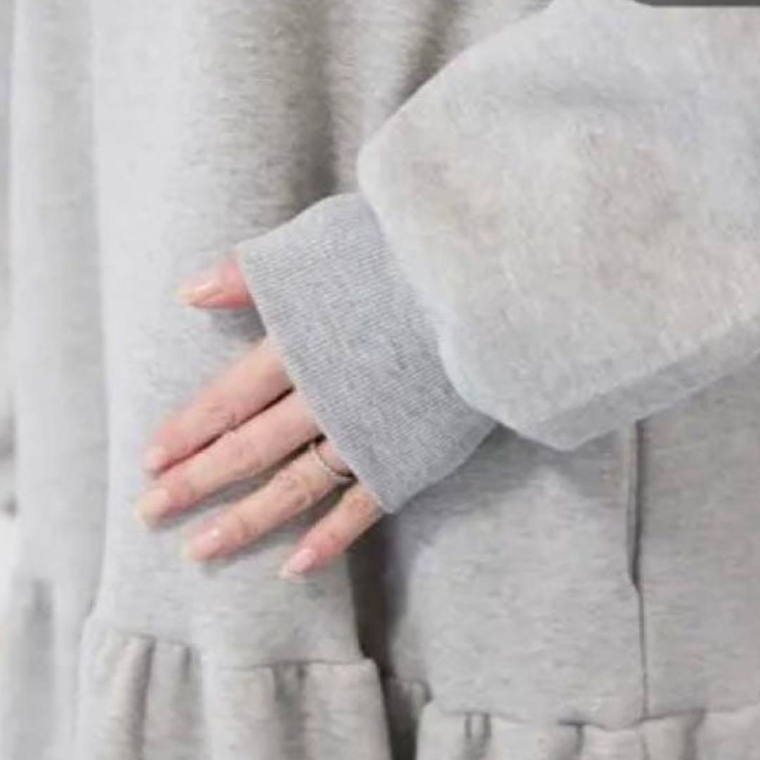 plusOTOHA裏起毛ティアードスウェットワンピース/グレー