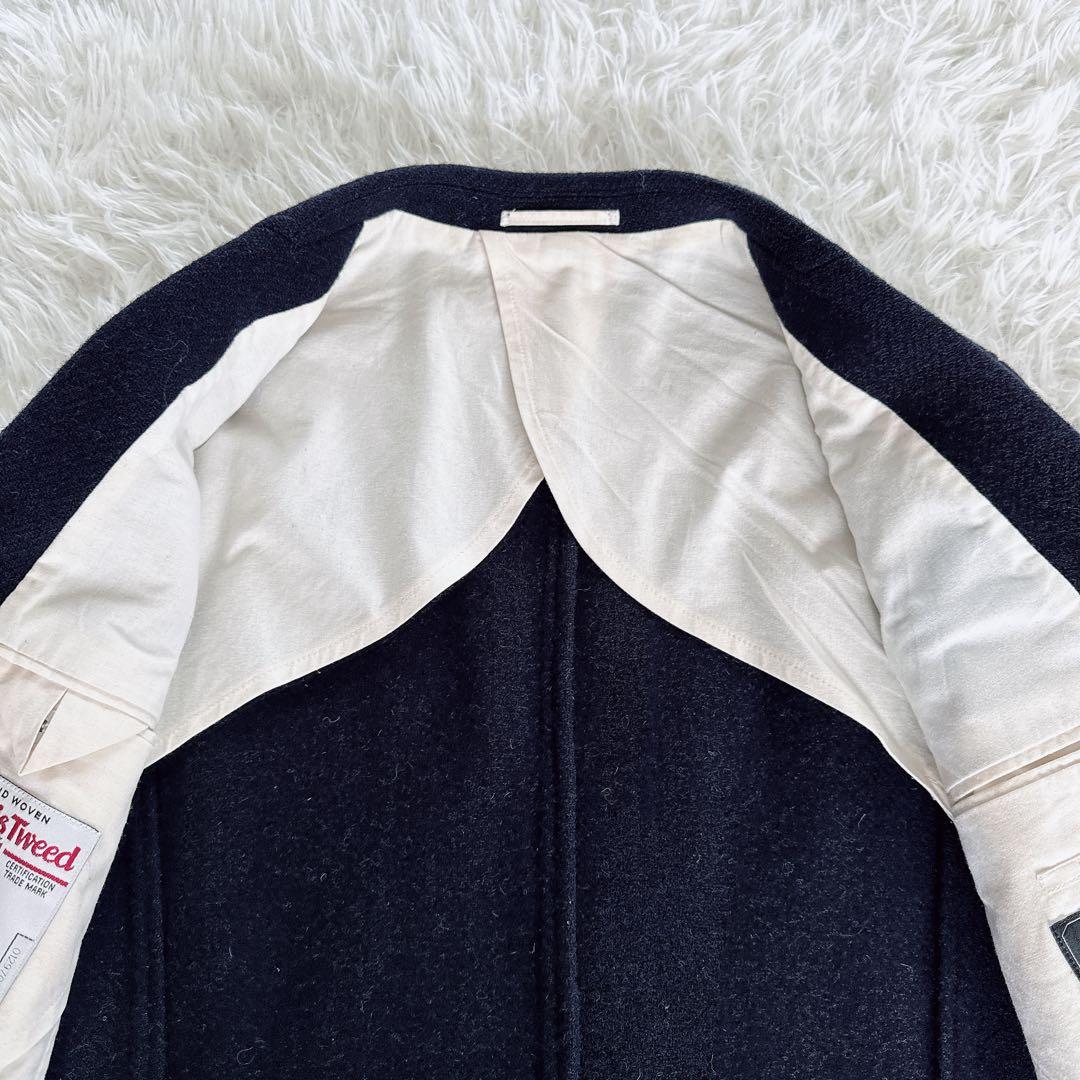 【BEAMS LIGHTS】ハリスツイード ジャケット ネイビー L 段返り