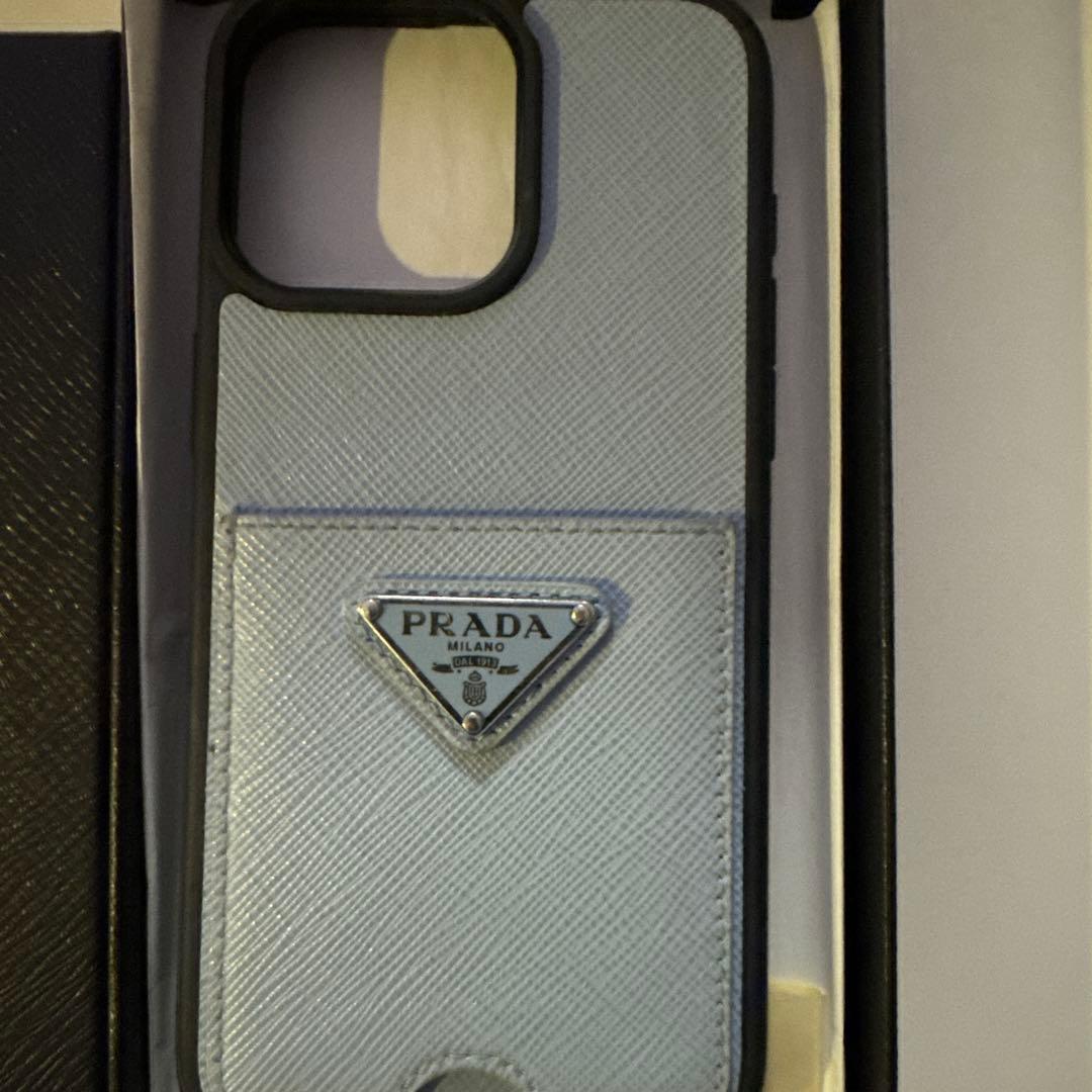 PRADA ライトブルー ソフトケースアイホン15Pro Max