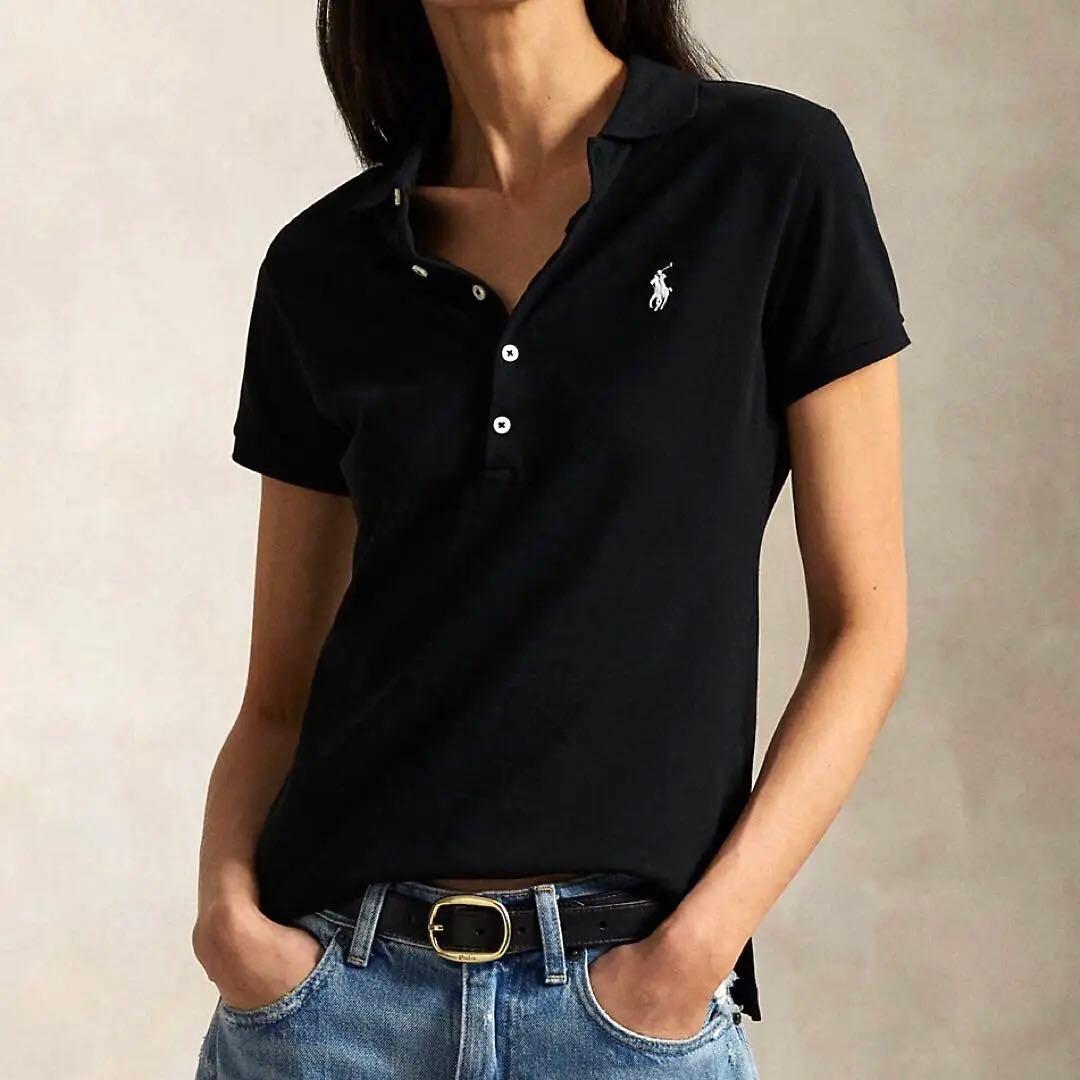【極美品✨】ポロラルフローレン スリムフィットストレッチポロシャツ 現行 黒XL