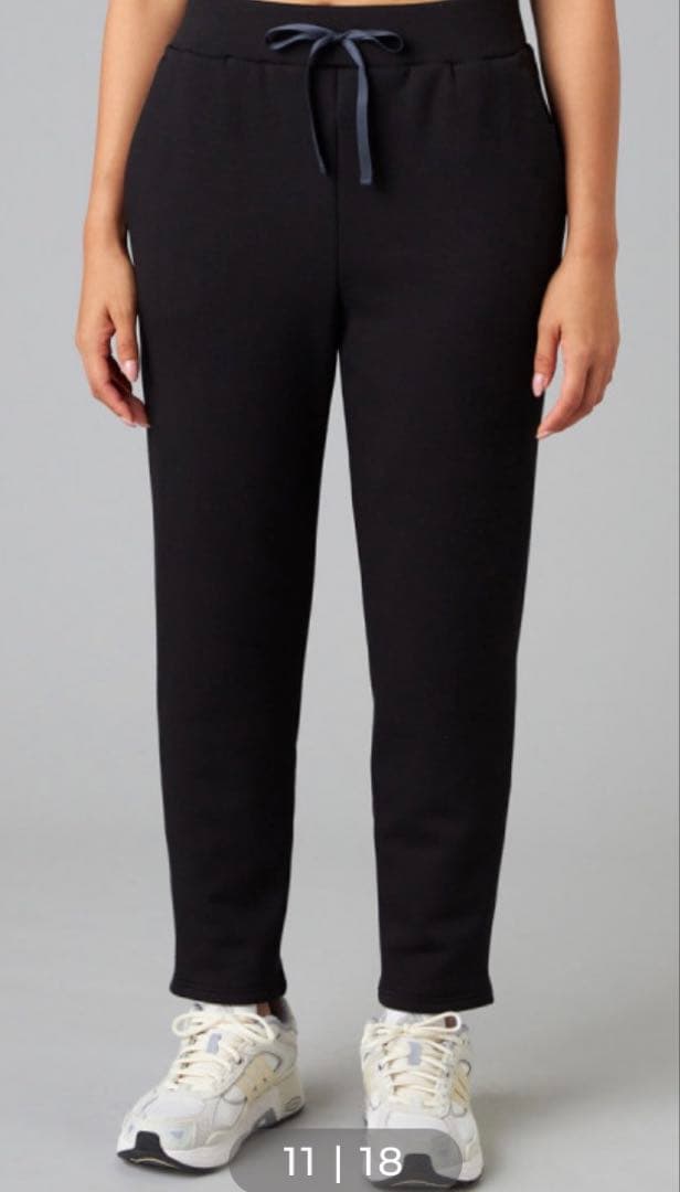 chacott 裏起毛テーパードパンツ(ブラック-M)