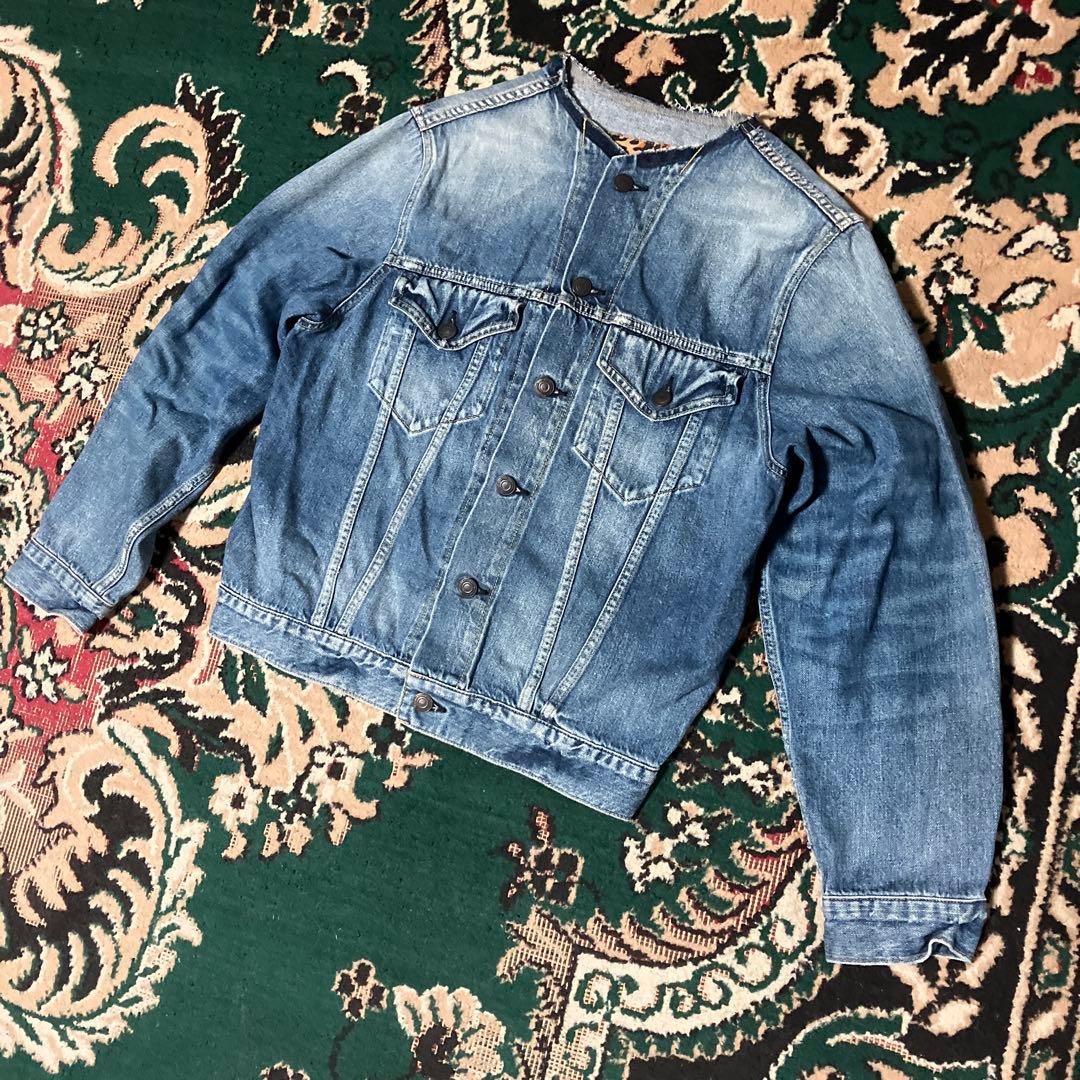 Whim Gazette ウィムガゼット　ノーカラー デニムジャケット　Gジャン