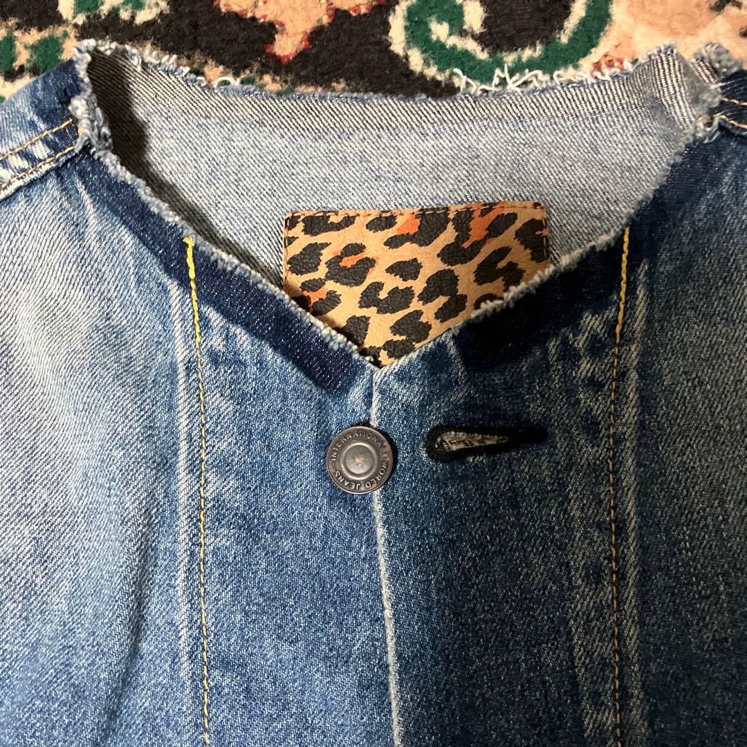 Whim Gazette ウィムガゼット　ノーカラー デニムジャケット　Gジャン