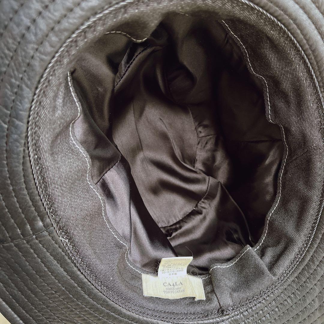 美品✨CA4LA レザーハット 本革　牛革 ブラック 帽子　バケットハット