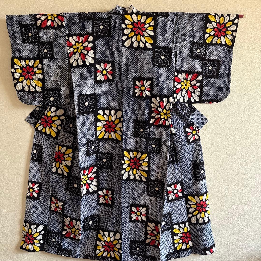 有松絞り　浴衣　美品　花火