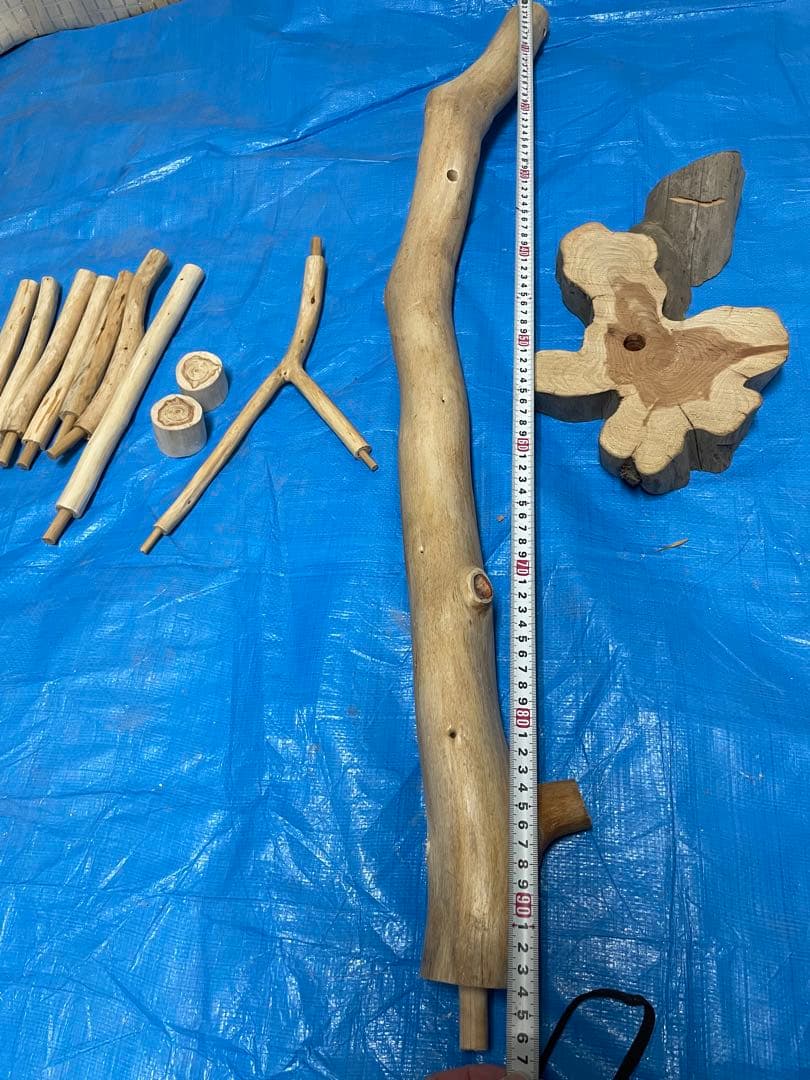 国産ヒノキ　鳥用止まり木　中型インコ用　スタンド　約100センチ