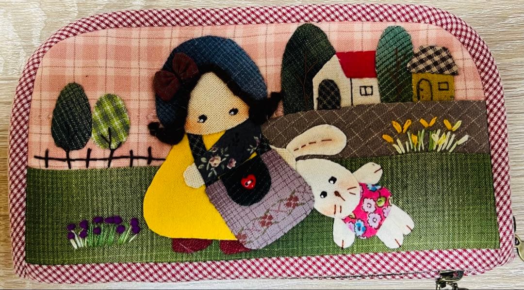 ★最終出品・新作★女の子＆うさぎ★ピンク系＊ハンドメイド＊長財布＊