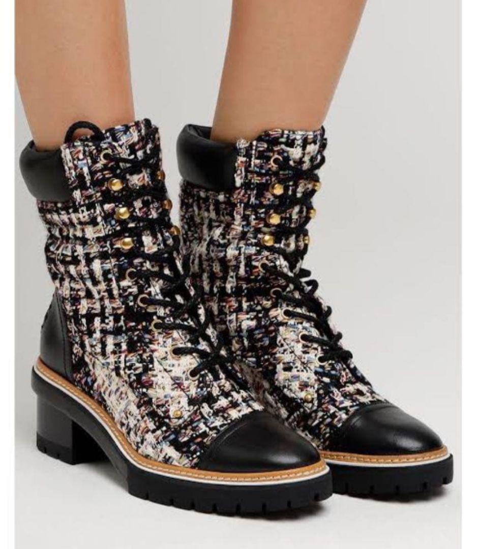 トリーバーチツイードブーツ 美品 24cm～半ぐらい