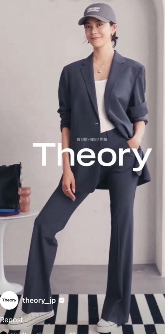 森星さん着用 Theory グレー オーバーサイズ テーラードジャケット P/S