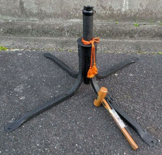 野点傘立　屋外　四つ足