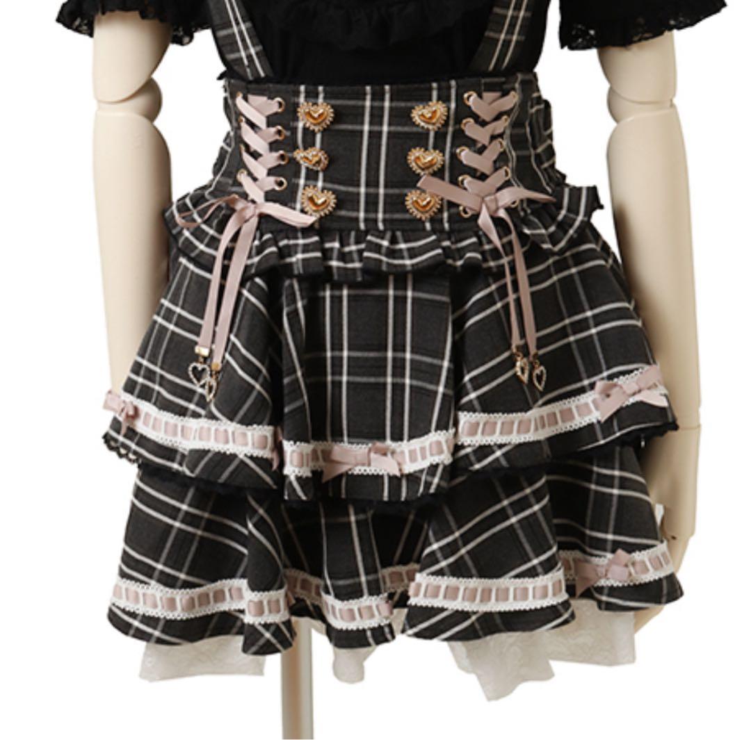 はしごリボンチェックティアードスカパン ブラックチェック LIZLISAリズリサ