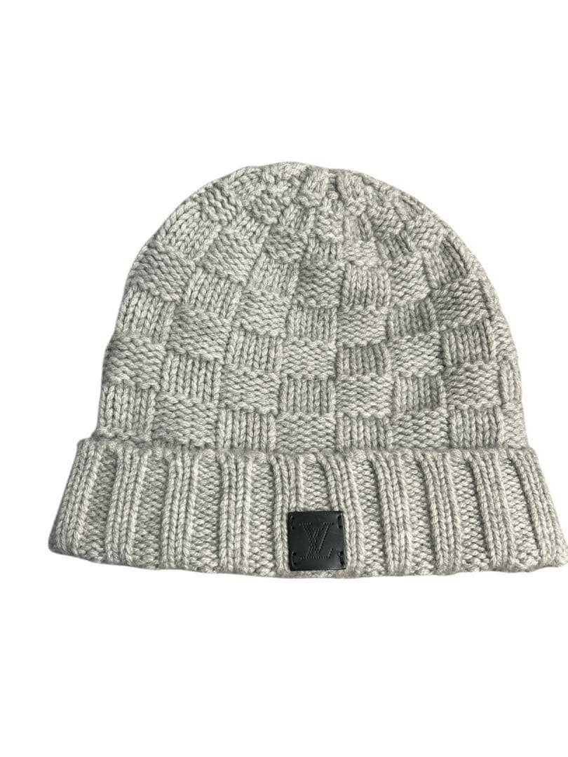 LOUIS VUITTON グレー チェック柄 ニット帽