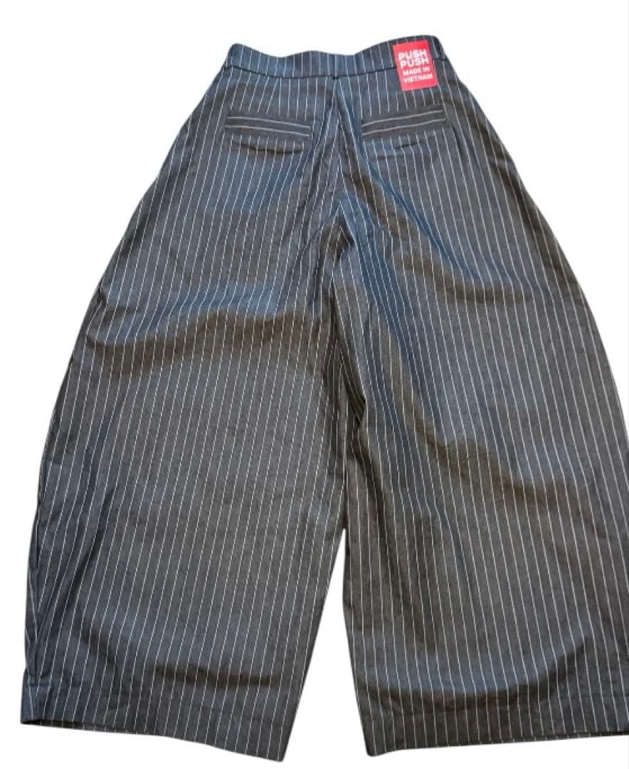 【正規品】PushPush STRIPED PANTS ブラック　Mサイズ