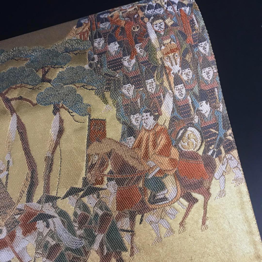 ZF-1041 袋帯 大名行列 金箔 高級 正絹 六通 希少