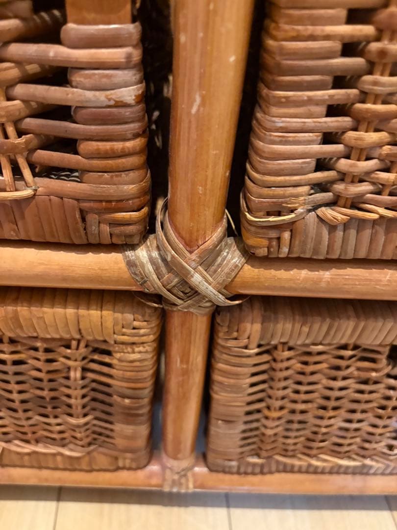 【アンティーク•ヴィンテージ】ラタンチェスト　ローチェスト　籐家具　アジアン家具