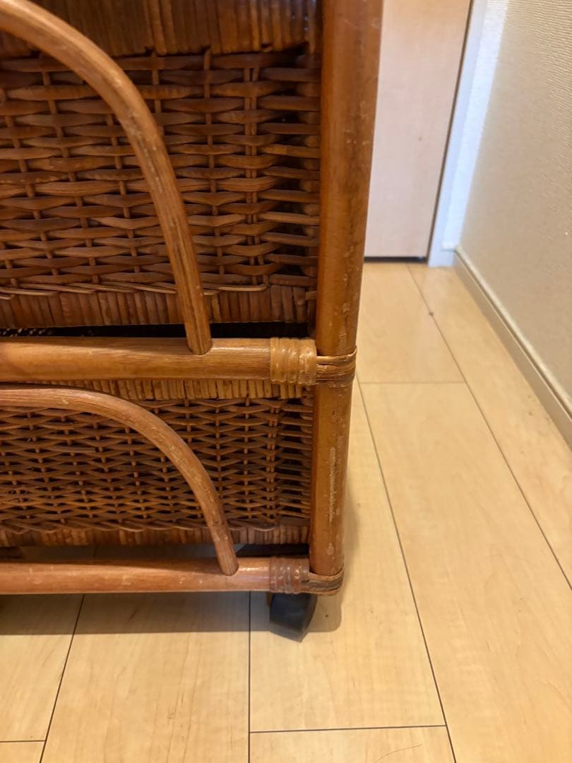 【アンティーク•ヴィンテージ】ラタンチェスト　ローチェスト　籐家具　アジアン家具