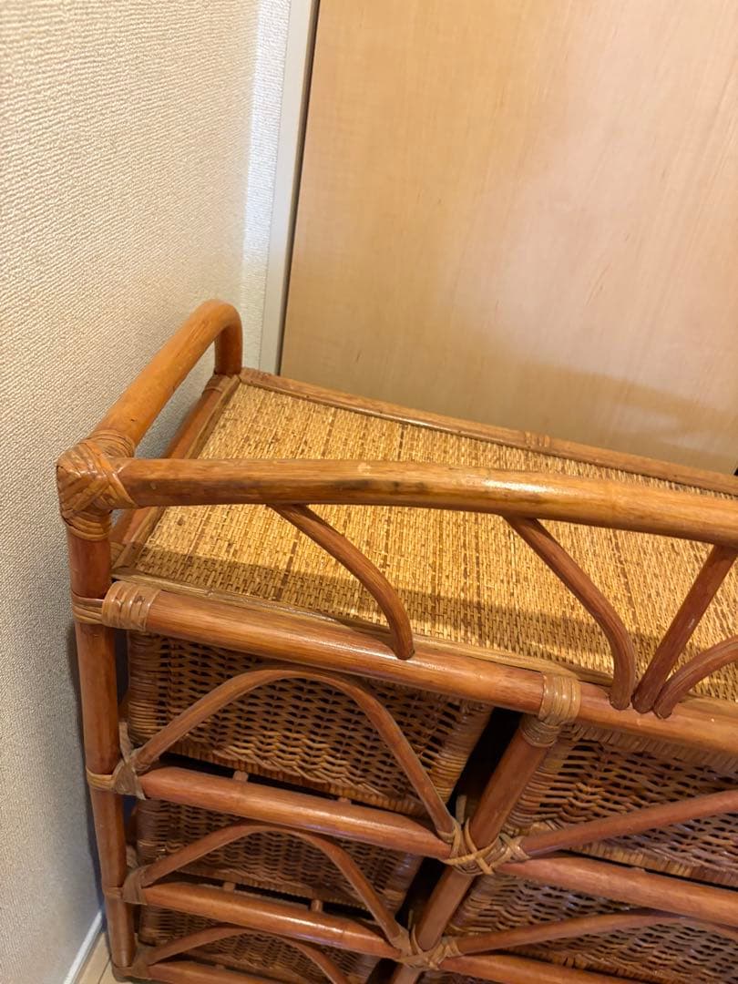【アンティーク•ヴィンテージ】ラタンチェスト　ローチェスト　籐家具　アジアン家具
