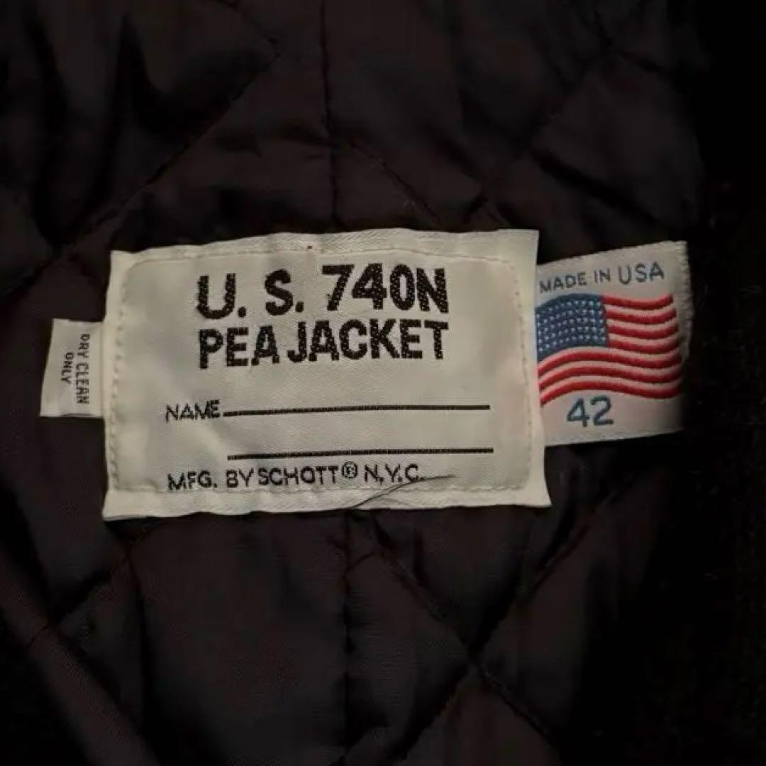 ★希少 XLサイズ★ SCHOTT ピーコート ジャケット USA製 42 黒