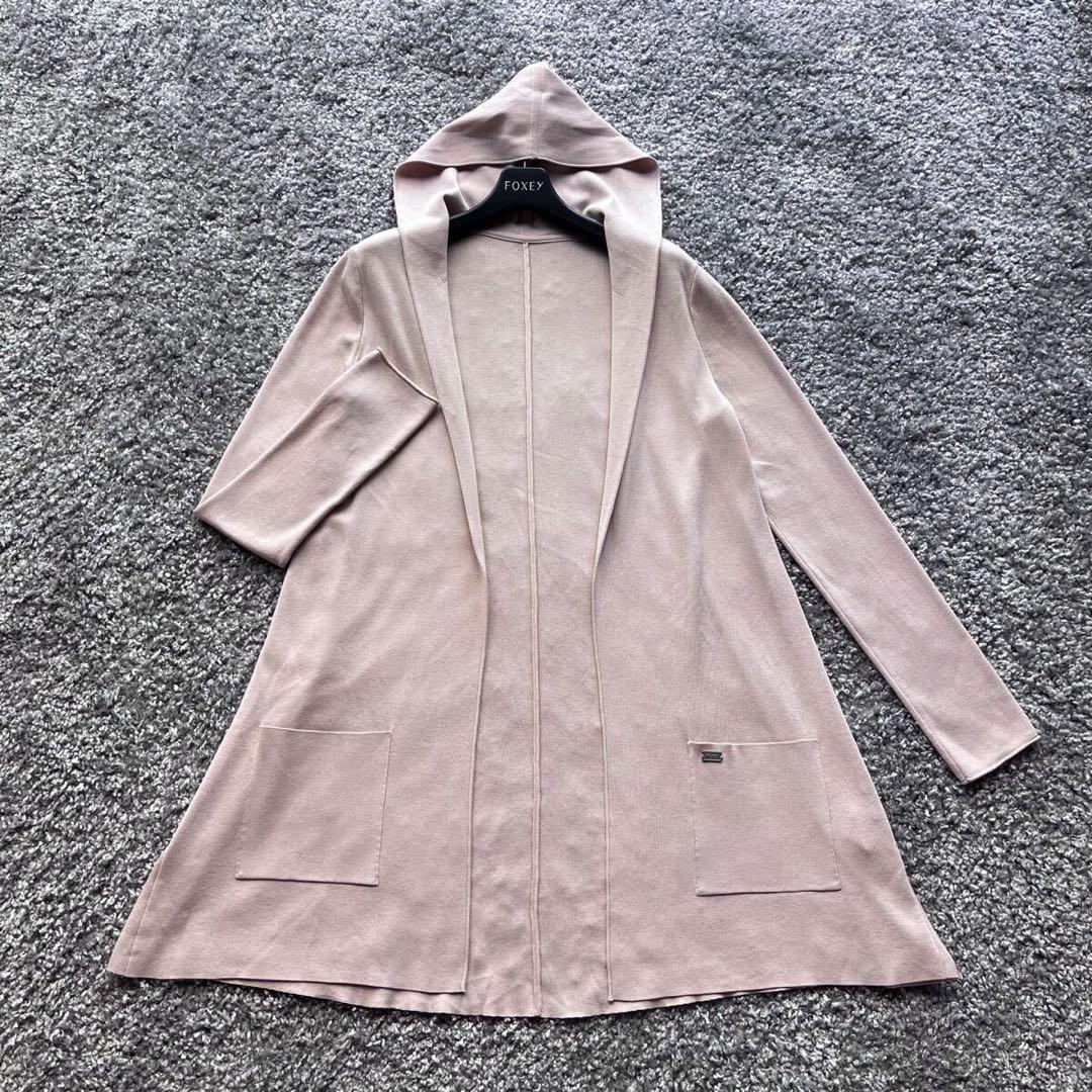 フォクシー 38 ライトピンク フードカーディガン