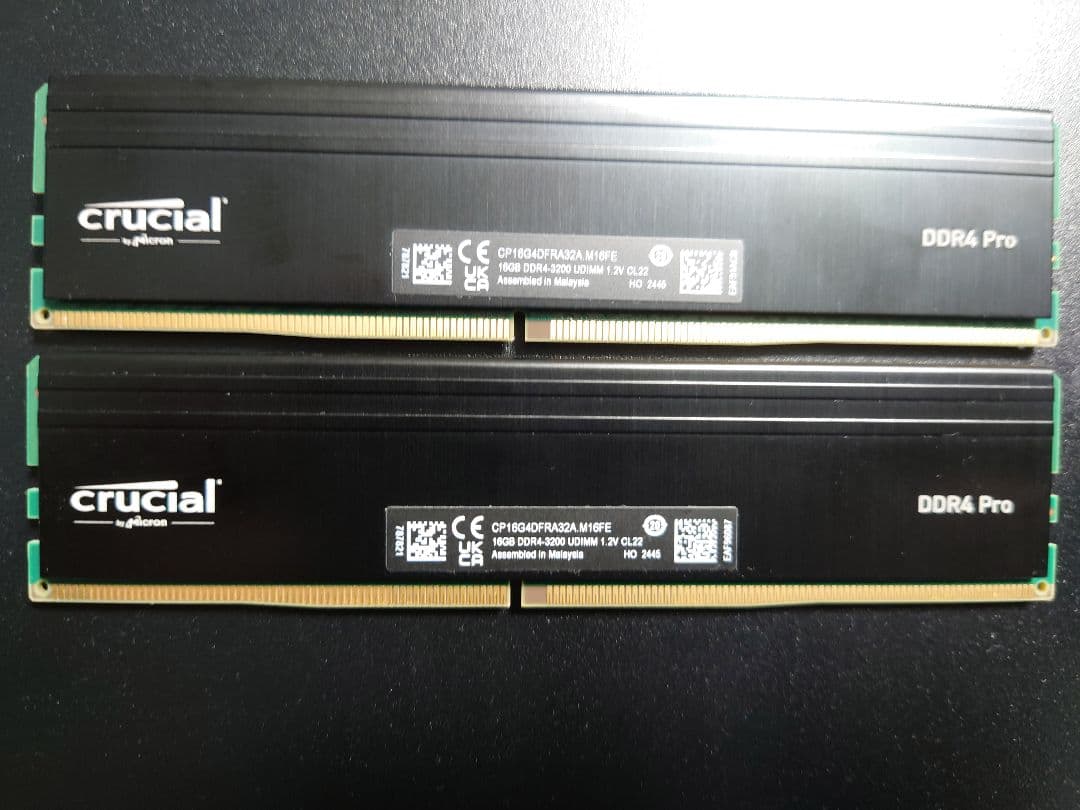 Crucial PRO 16GBX2枚 DDR4-3200