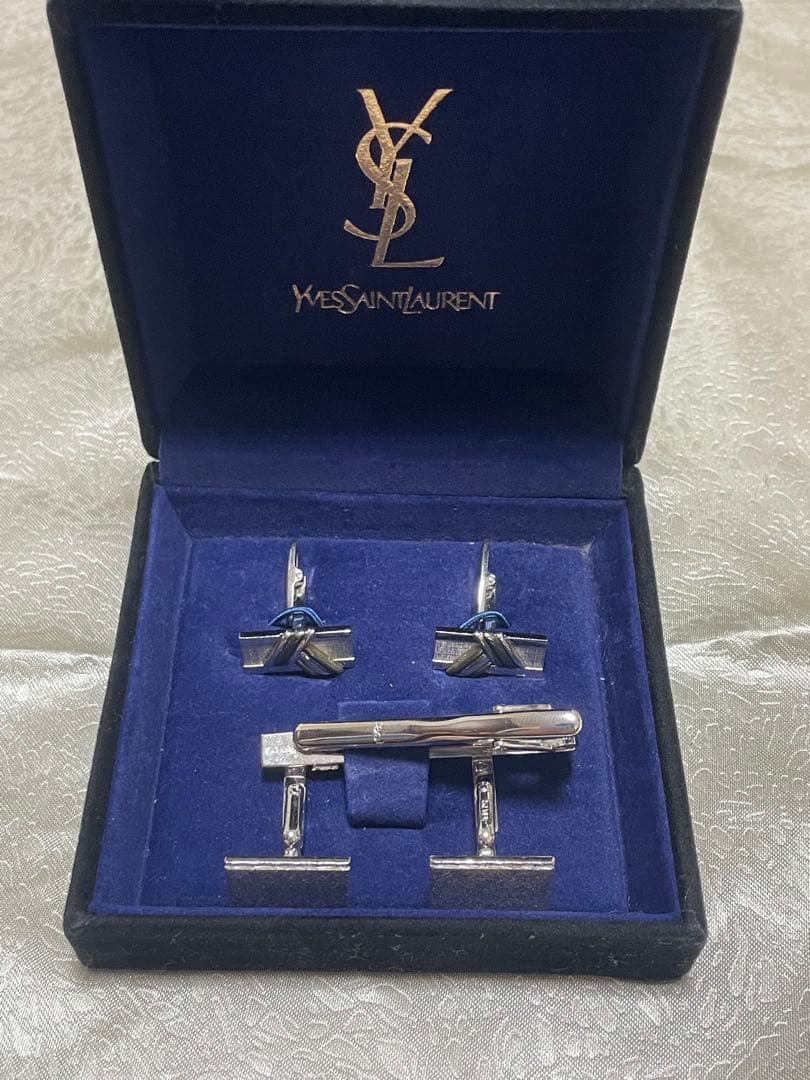 YSL イヴサンローラン SILVER925 28gカフス＆タイピン ／銀製