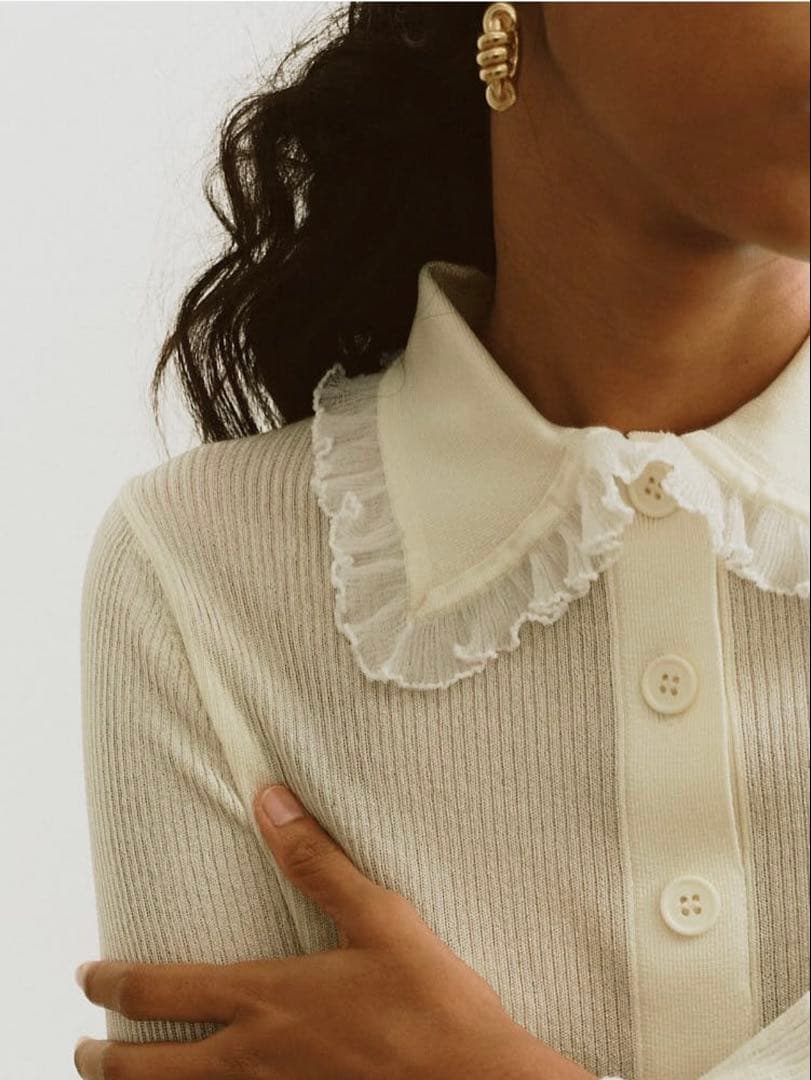 MACHATT フリル付き襟 長袖トップス