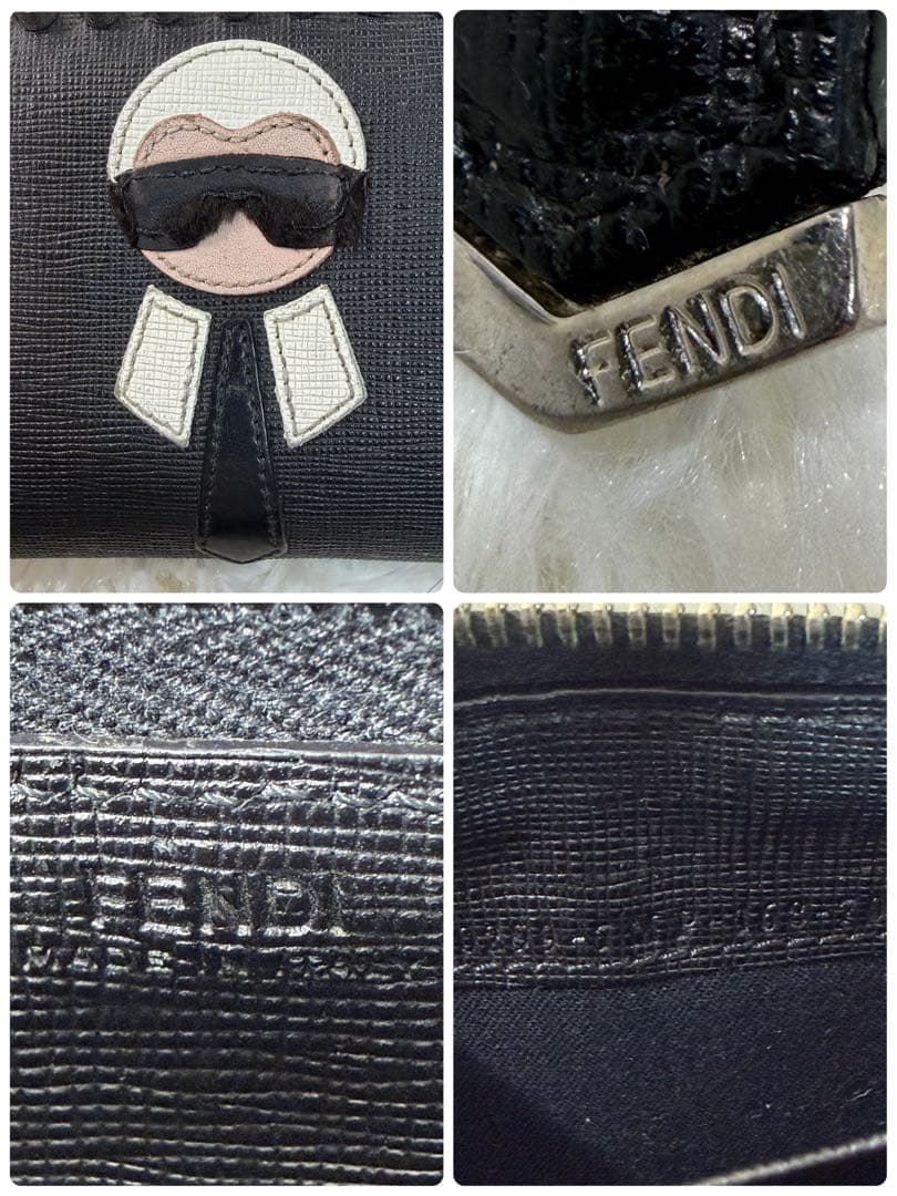 【✨美品✨】フェンディ カーリト スタッズ ラウンドジップ 長財布 ブラック