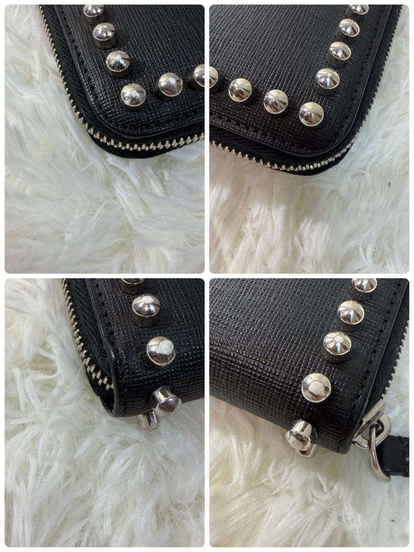 【✨美品✨】フェンディ カーリト スタッズ ラウンドジップ 長財布 ブラック