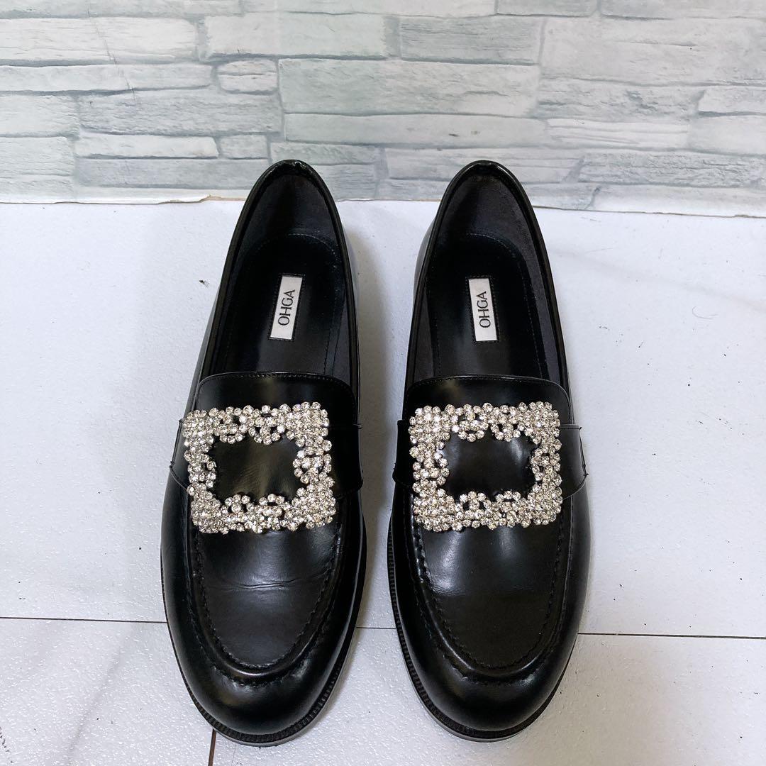 極美品 OHGA オオガ オーガ ビジューローファー 2way ブラック 24