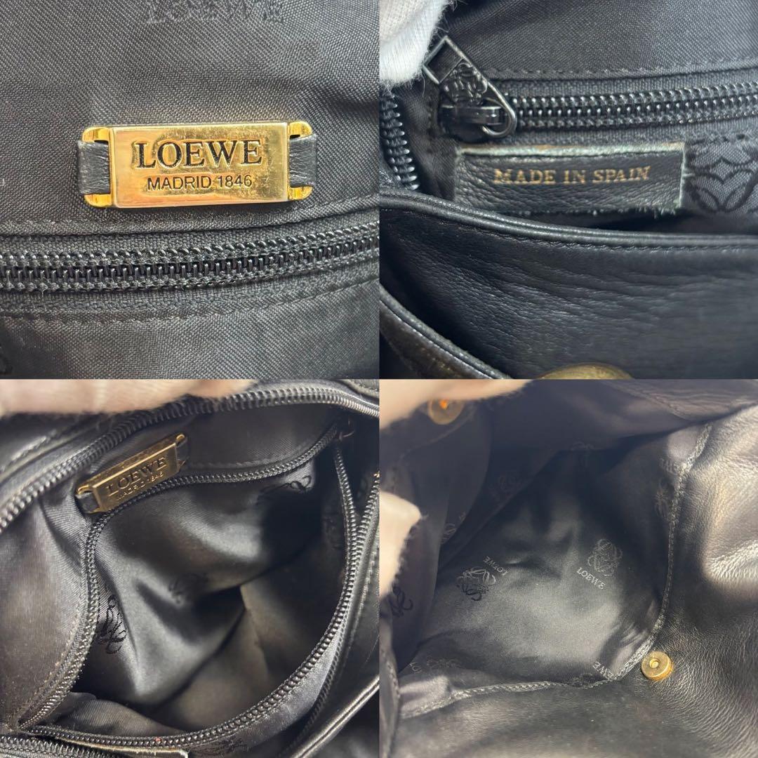 ロエベ ショルダーバッグ ナッパレザー アナグラム 黒　ゴールド金具