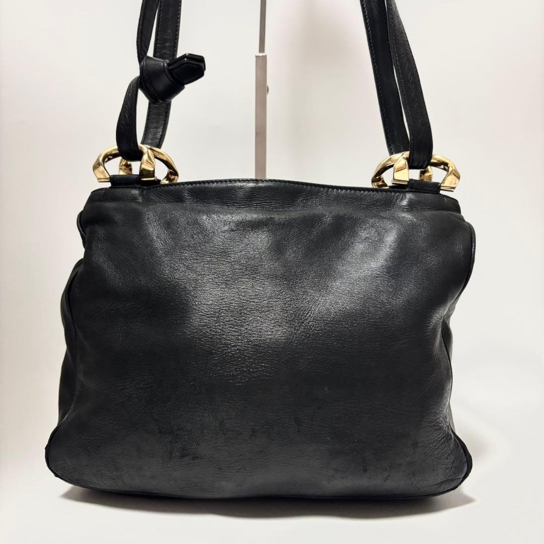 ロエベ ショルダーバッグ ナッパレザー アナグラム 黒　ゴールド金具