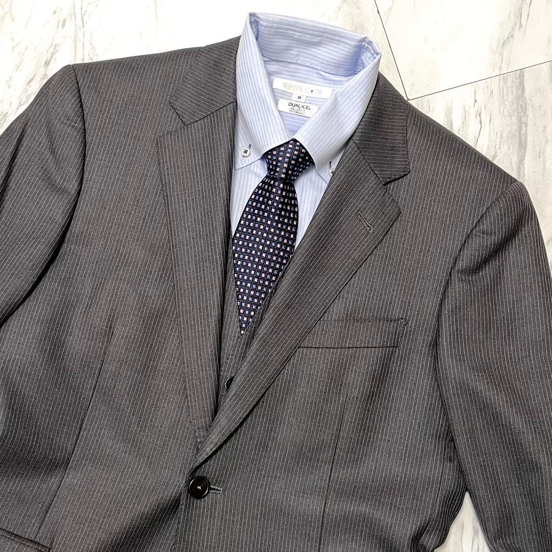 美品⭐️ポールスミス × ゼニア 3ピース マルチストライプ 裏地紫 グレー L