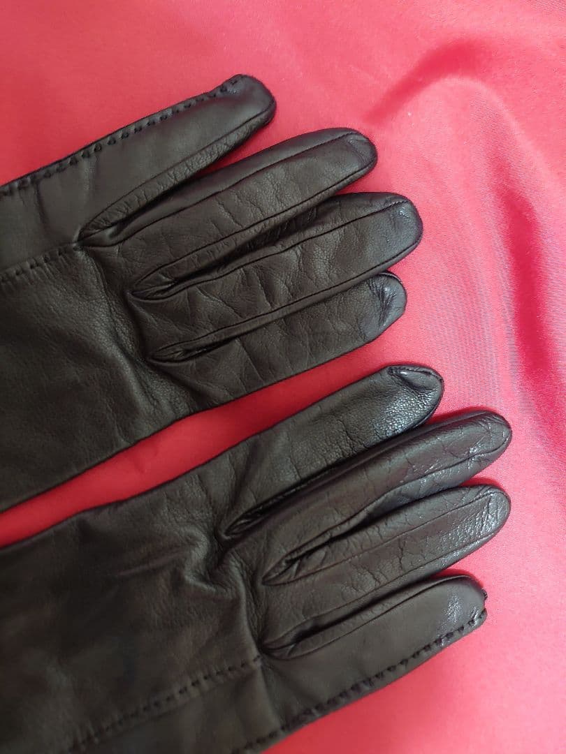 エルメス ラムレザー 手袋 Ｈロゴ シルバー金具 ブラック サイズ7