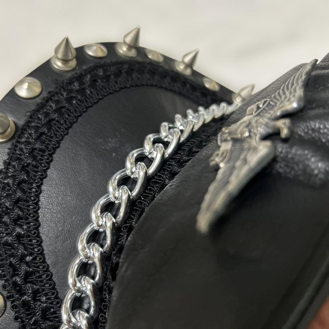 マリズロック キャスケット パンク 本革 スパイク チェーン ピンバッジ 平成