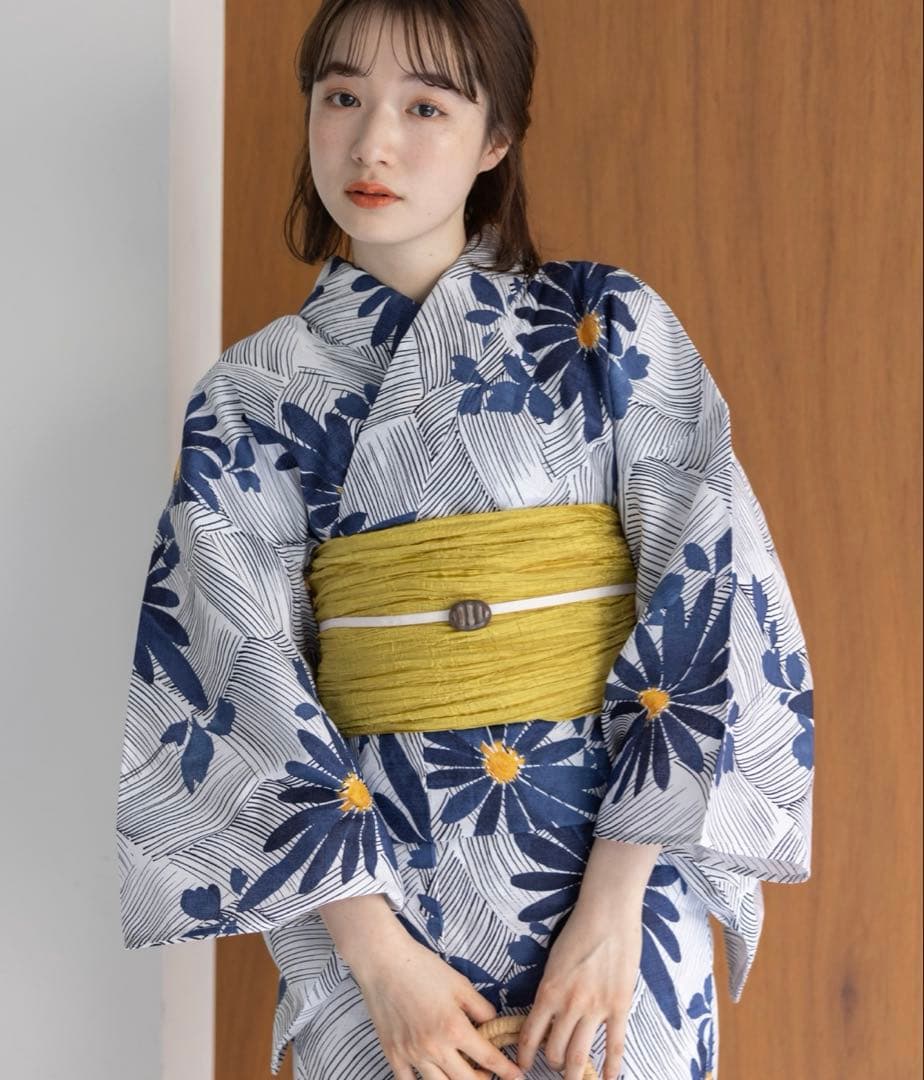 【ZOZO売切れ商品＊セール中】浴衣館グレース　こだわり浴衣5点セット　青・秋桜