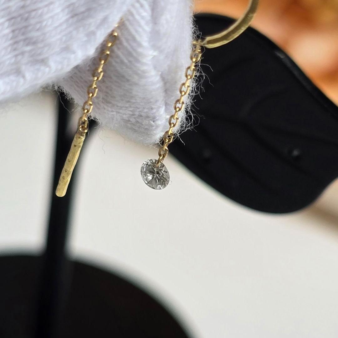 【美品✨】アーカー AHKAH スイングダイヤピアス 片耳　18K ダイヤモンド