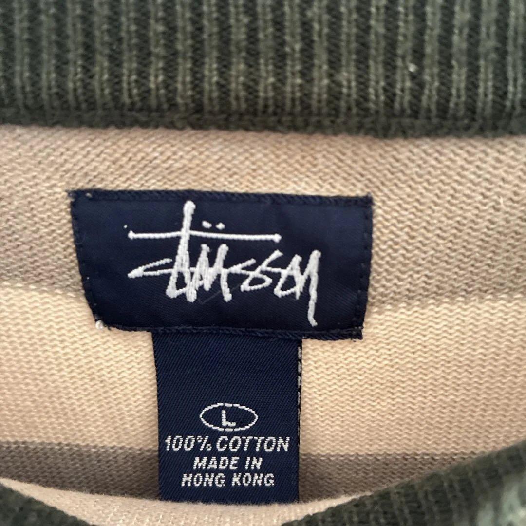 90sOLDSTUSSY紺タグオールドステューシーボーダーニットセーターLメンズ