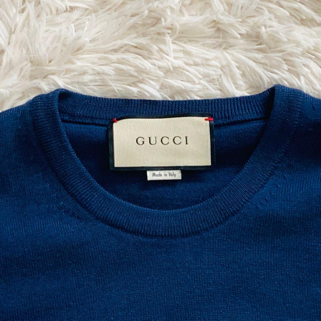 ピッキー GUCCIグッチ ニット セーター ネイビー ウール100%